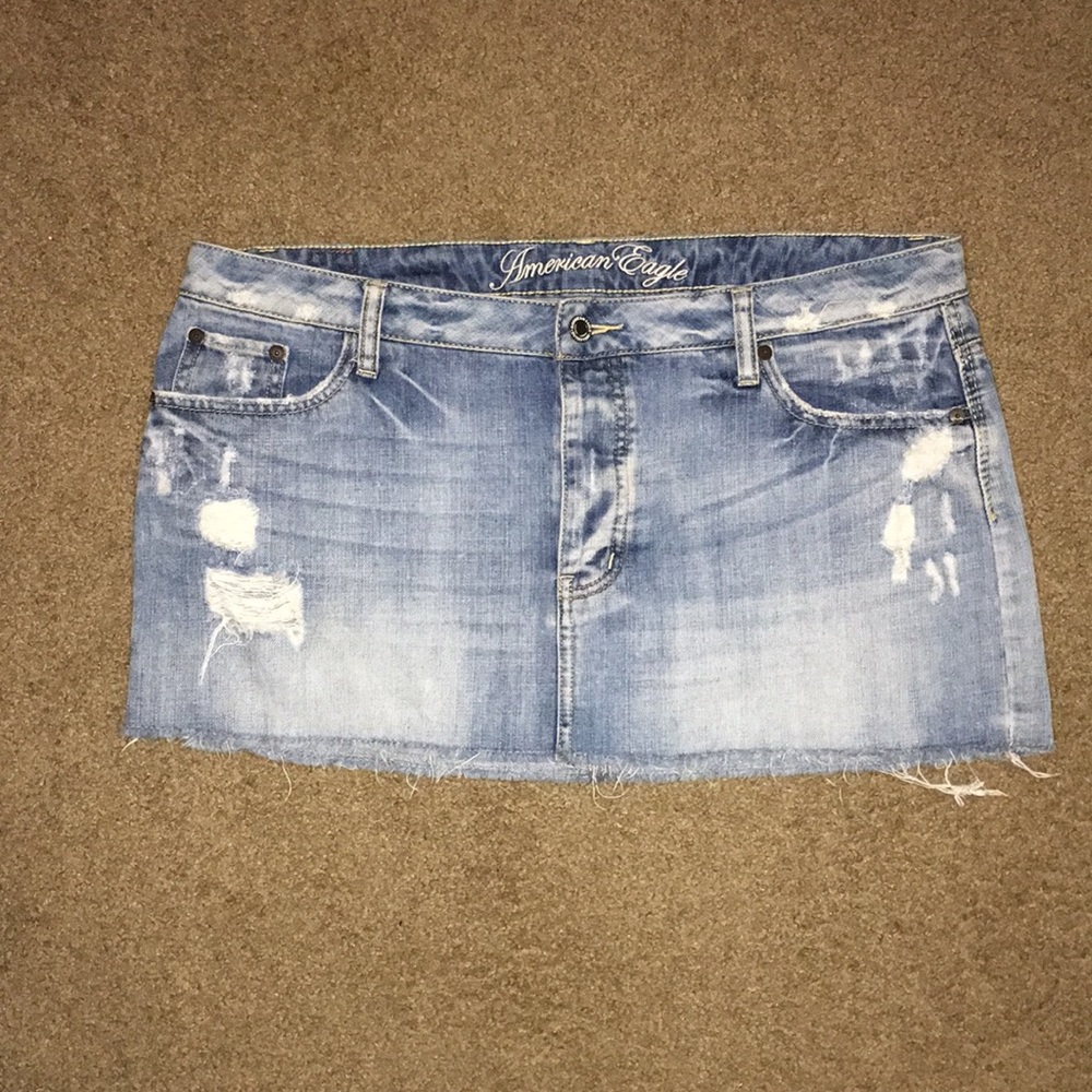 American eagle distressed denim miniskirt